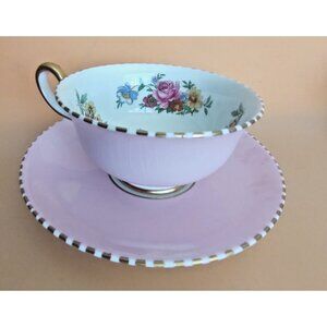 Vintage Pink Royal Chelsea Widemouth Tea Cup and saucer Pat.# 1699 1960's